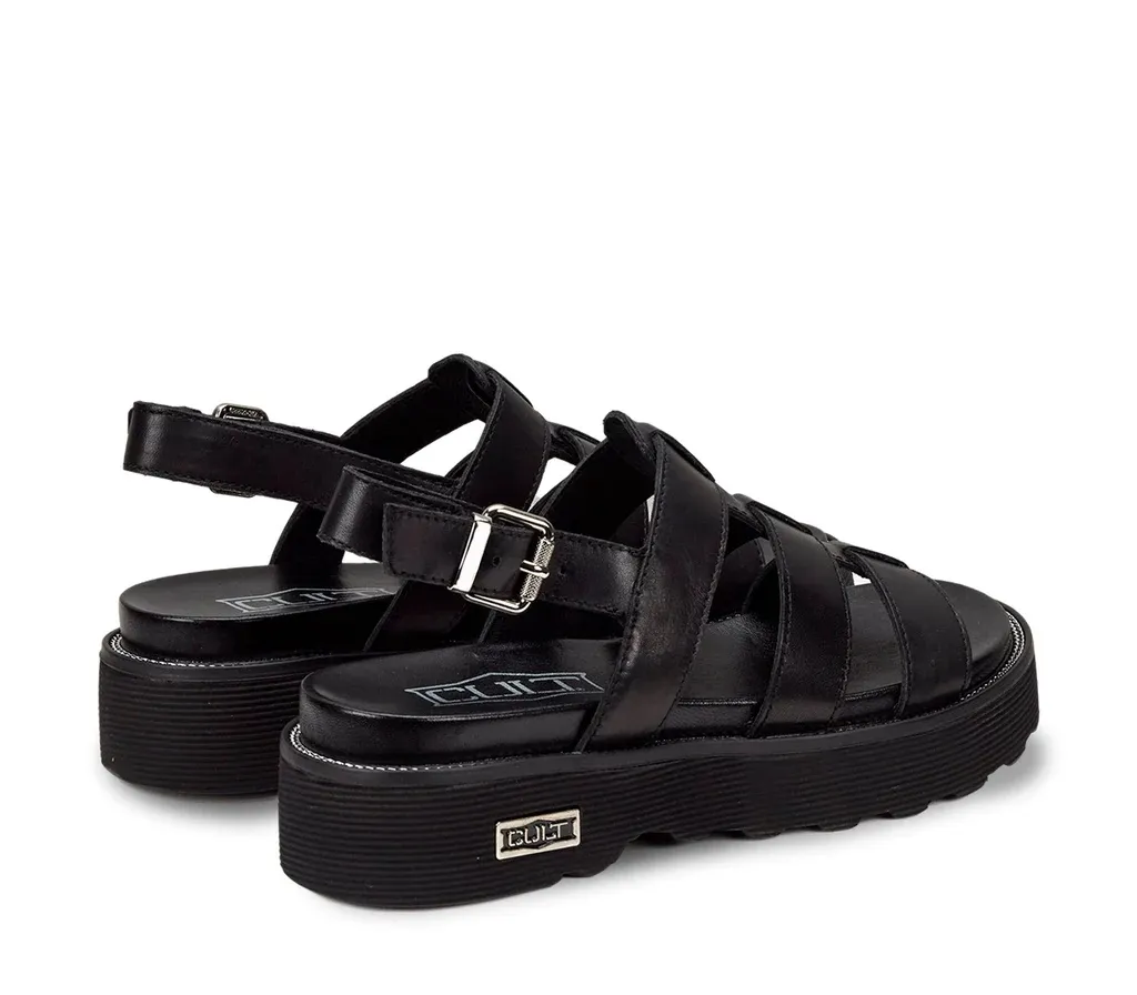 SANDALO CON ZEPPA CULT DONNA ZIGGY 3137 SANDAL W LEATHER BLACK CLE104334