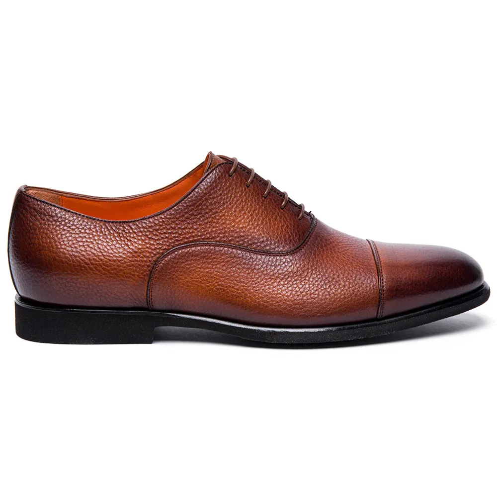 Santoni DARIAN-B-SDSM39 Tumbled Calfskin Oxfords Brown