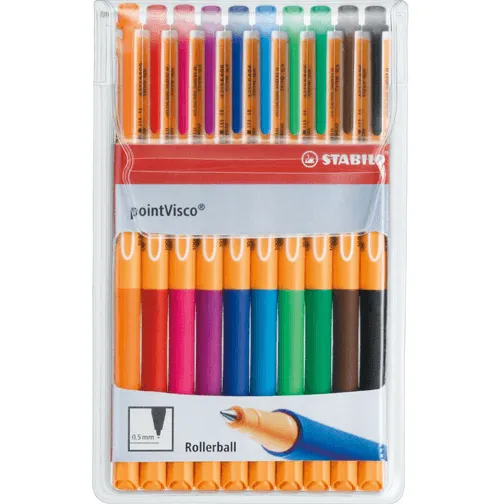 Stabilo Point Visco Rollerball Pen Assorted Colours Fine 0.5mm 10 Pack