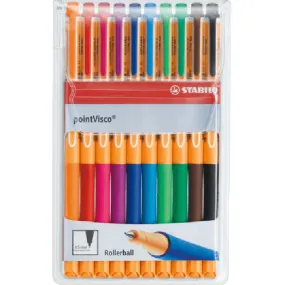 Stabilo Point Visco Rollerball Pen Assorted Colours Fine 0.5mm 10 Pack