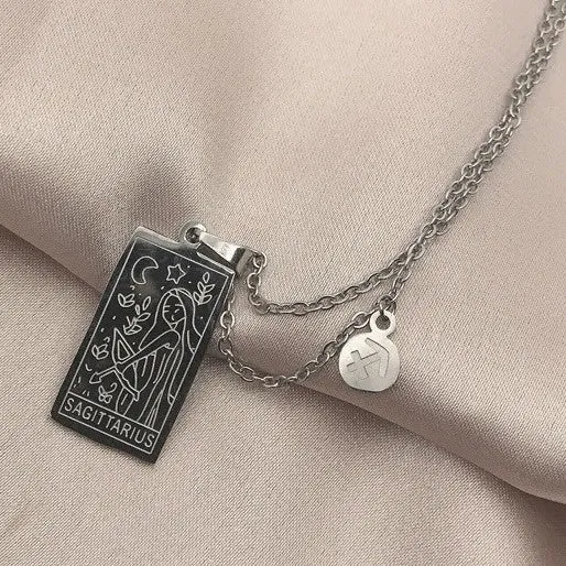 Stainless Steel Zodiac Necklace-SAGITTARIUS