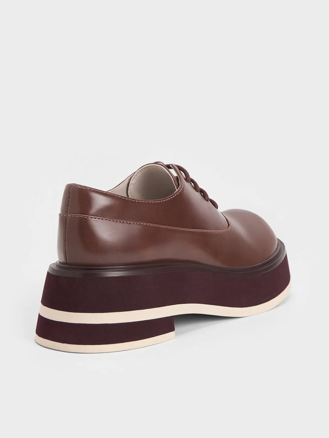 Striped Platform Oxfords - Maroon