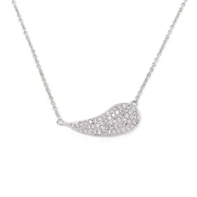 Stylish Cubic Zirconia Teardrop Bar Necklace Rhodium Plated