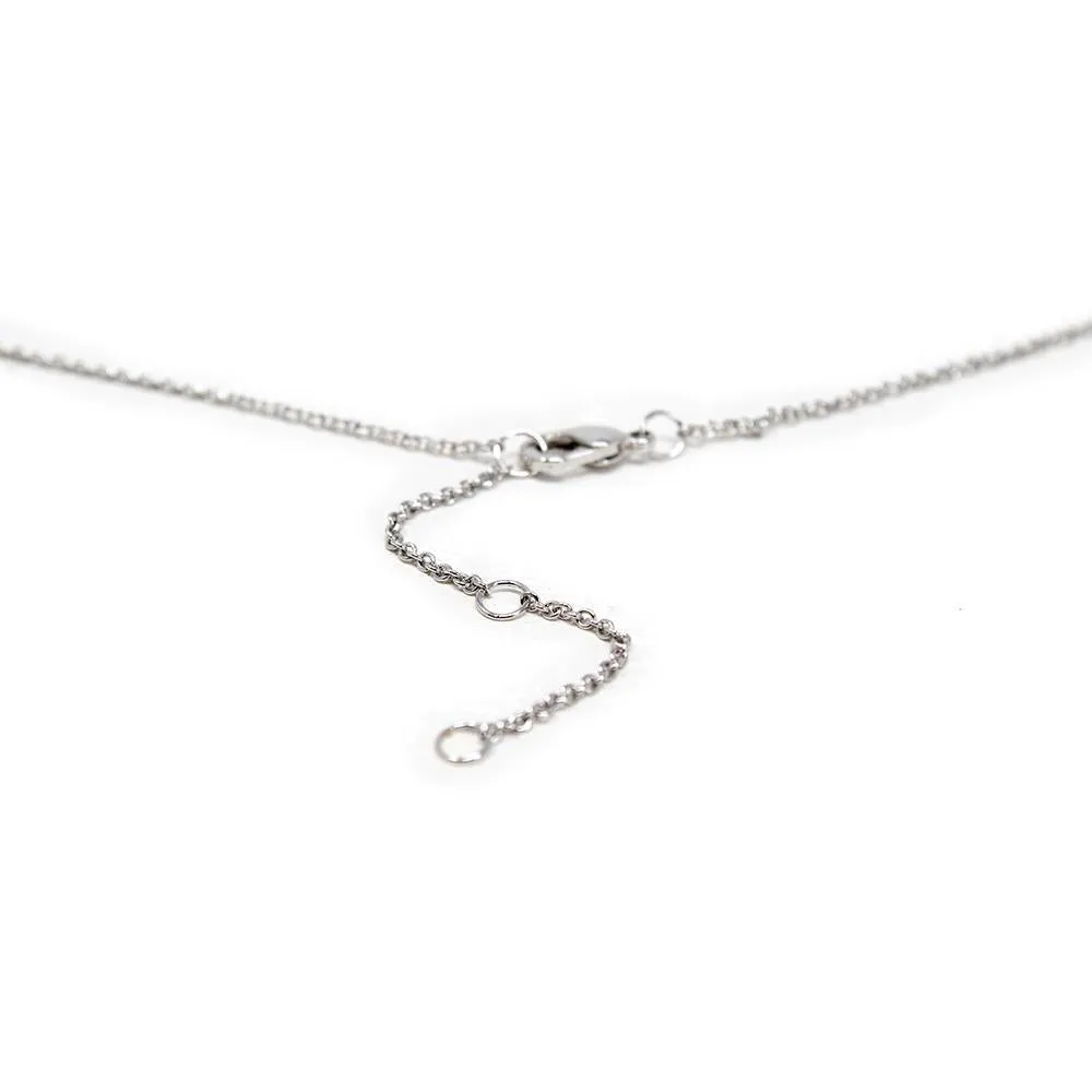 Stylish Cubic Zirconia Teardrop Bar Necklace Rhodium Plated