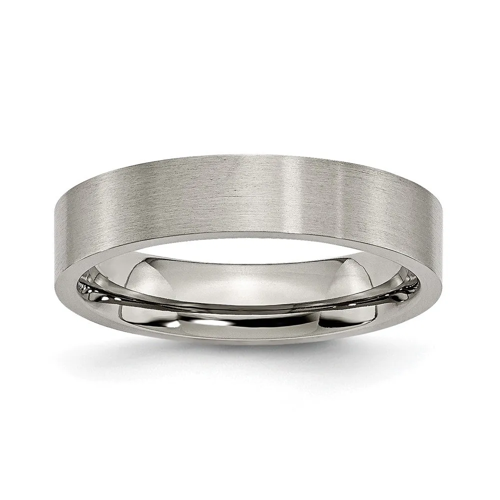 Titanium 5mm Brushed Flat Comfort Fit Band