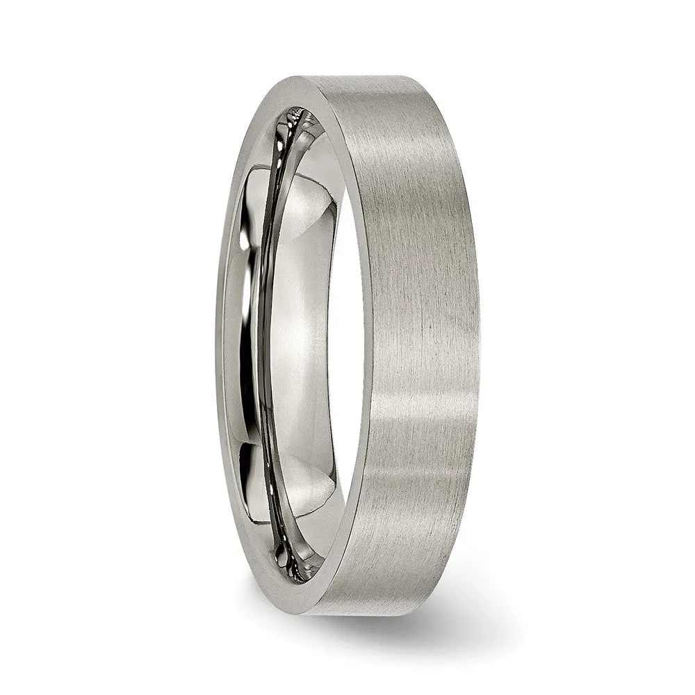 Titanium 5mm Brushed Flat Comfort Fit Band