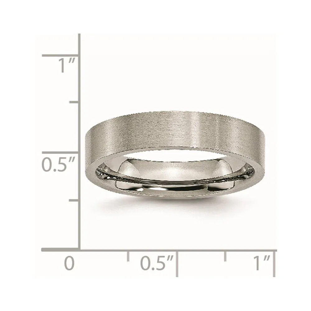 Titanium 5mm Brushed Flat Comfort Fit Band