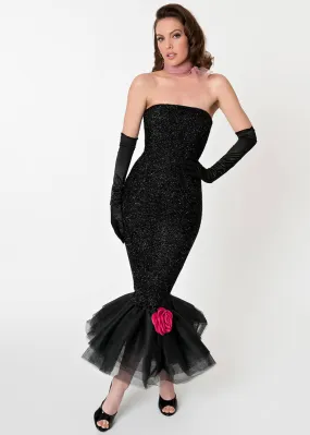 Unique Vintage x Barbie Solo In The Spotlight Strapless Wiggle Dress Black