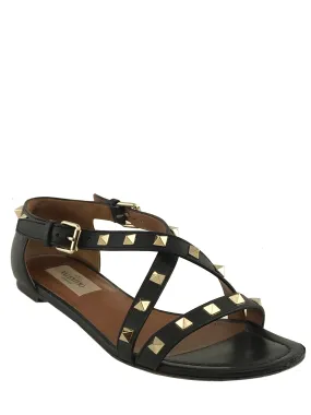 Valentino Rockstud Crisscross Flat Sandals Size 6.5