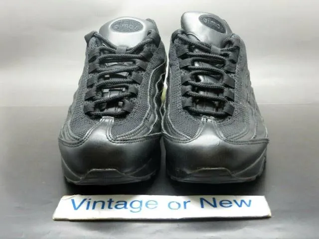 Vtg nike air max '95 triple black leather running shoes 2004 gs 307566-002 sz 6y