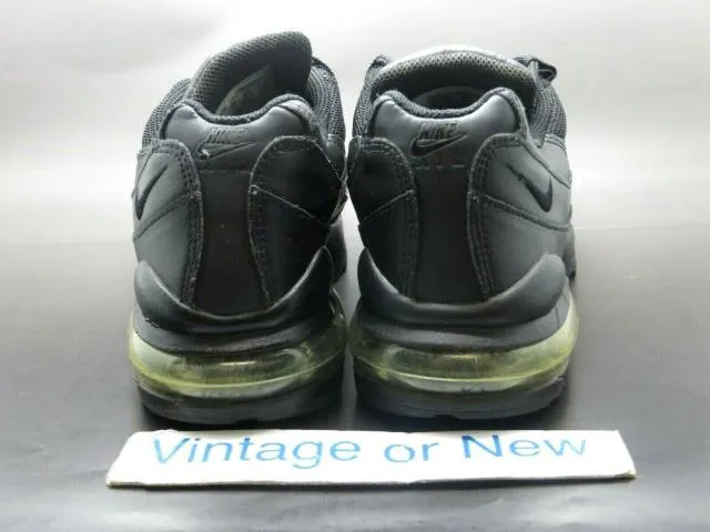 Vtg nike air max '95 triple black leather running shoes 2004 gs 307566-002 sz 6y