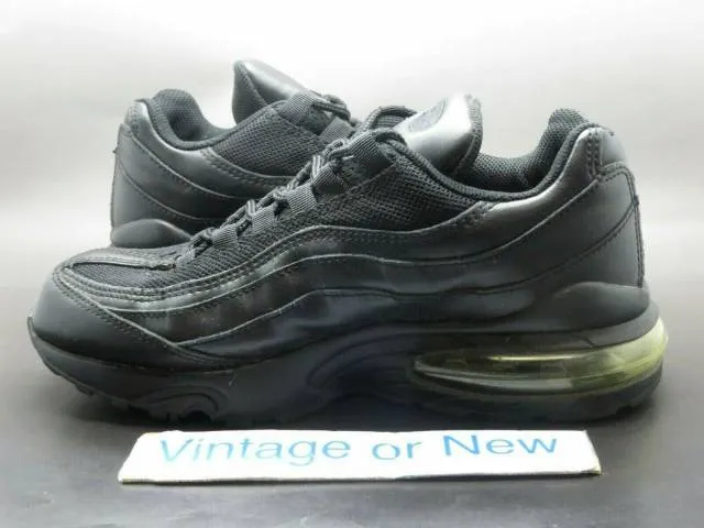 Vtg nike air max '95 triple black leather running shoes 2004 gs 307566-002 sz 6y