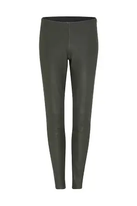 West Broadway Sleek Leather Leggings Deep Deaths Green Leather