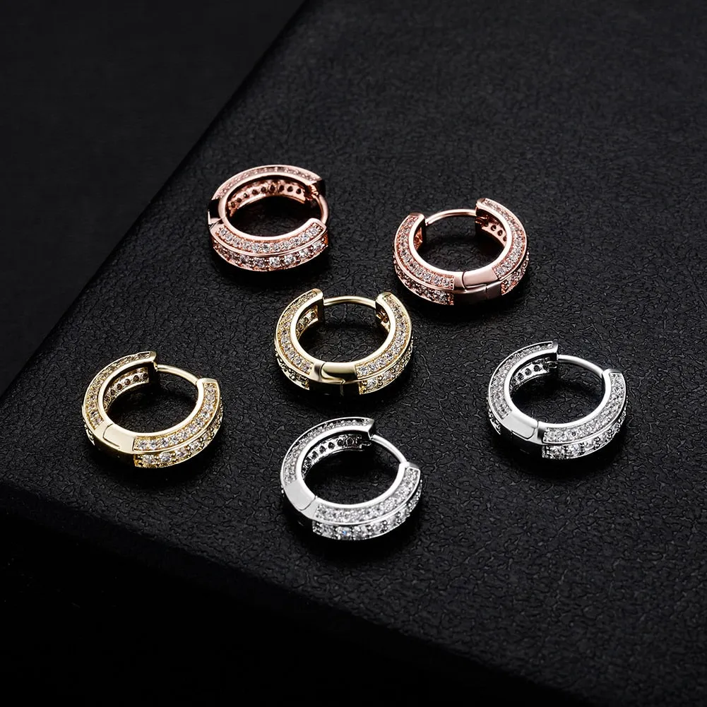 Women's Simple Copper Cubic Zirconia Push-back Round Hip Hop Earrings