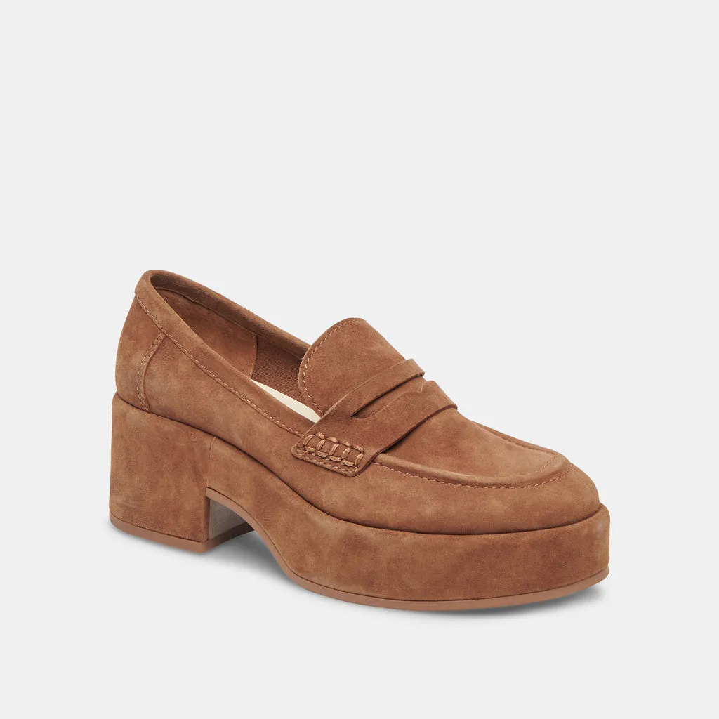 Yanni Loafers Chestnut Suede | Women's Loafers w/ Chunky Heels– Dolce Vita 6908080685122