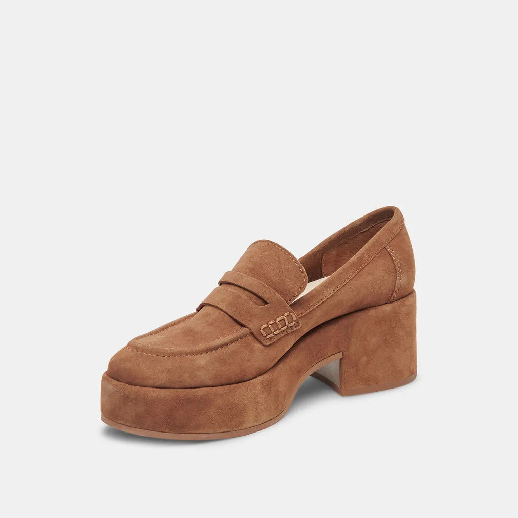 Yanni Loafers Chestnut Suede | Women's Loafers w/ Chunky Heels– Dolce Vita 6908080685122