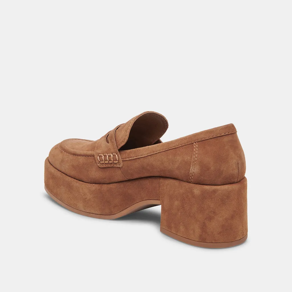 Yanni Loafers Chestnut Suede | Women's Loafers w/ Chunky Heels– Dolce Vita 6908080685122